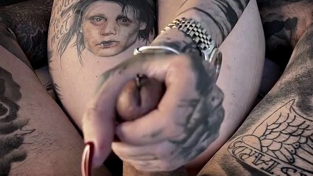 MILF Penetrates Pierced Cock with Her Long Nails, Handjob BDSM Femdom