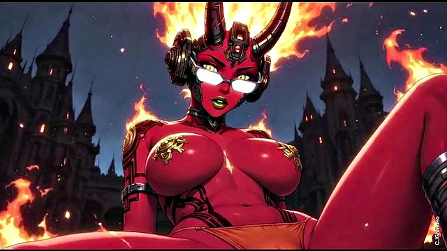 Fire element demon sexy pose (Ai animation)