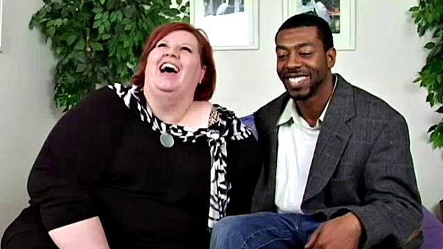 Fat redhead seduces a black man