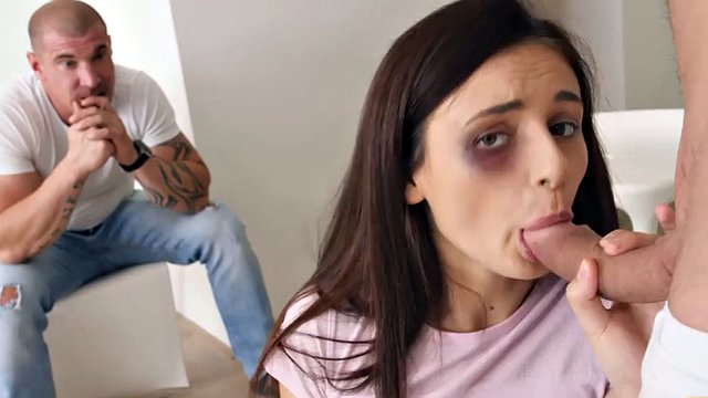 HUNT4K. A stranger gives a peach to the wife of an aggressive man who sees a black eye