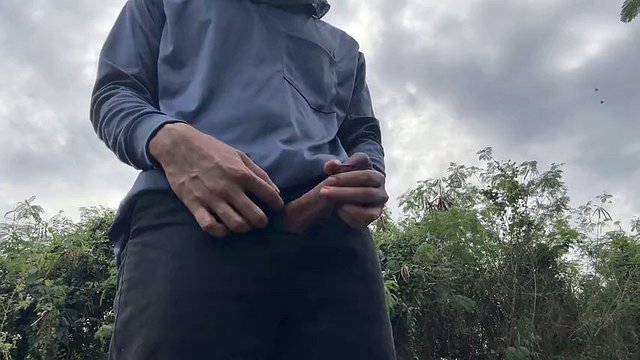 Thai Worker Cum With Watermelon