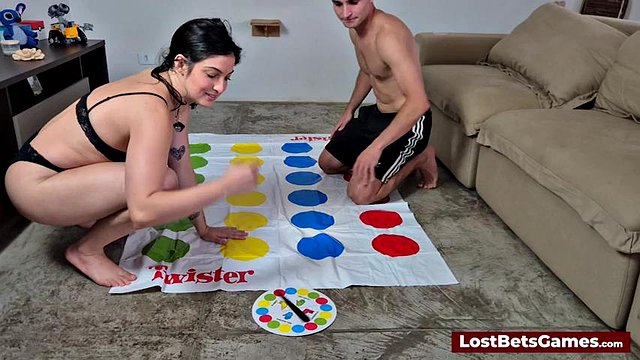 Rafaela and Igor dive into a seductive game of Strip Twister by LostBetsGames: Porn