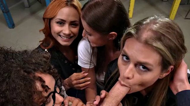 POV - Cock hungry student sluts Veronica Leal, Sybil, Zlata Shine and Geisha Kyd get busy in POV