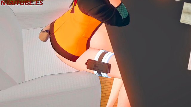 Naruto Hentai 3D - Naruto FUCKS Sakura UNDER THE TABLE WHILE TALKING TO Hinata AND Tsunade - Anime Manga sex porn animation