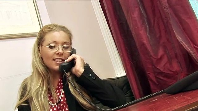 Blonde Secretary Gets Disciplined by Her Lesbian Boss with a Big Strapon for Her Skirt