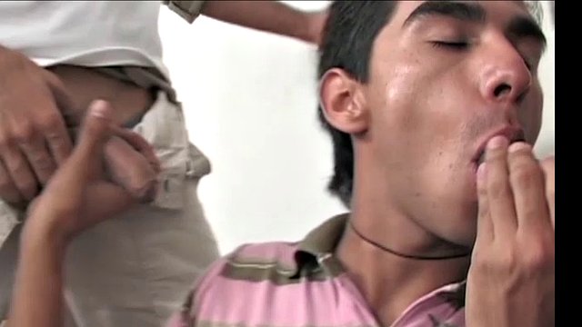 Boys will be boys and these four horny Latino twinks are no exception. Behind closed doors, their dicks come out and it isn't long before all four of them are naked on the floor enjoying a chain blowjob.