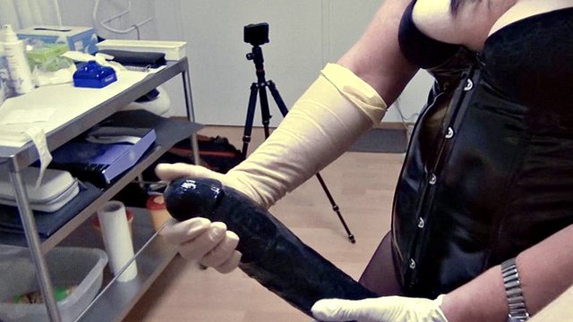 mistress with huge strapon, totally distroyed anus, fisting