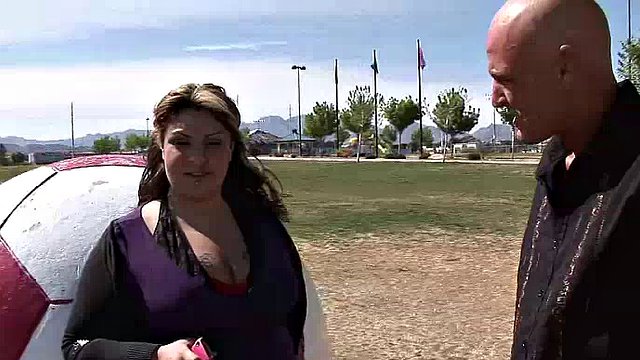 cute bbw on a soccer field