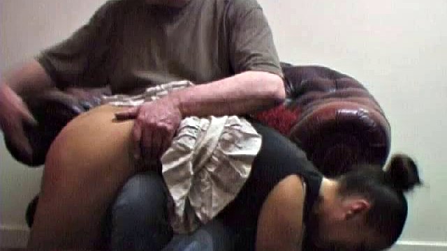 she is spanked and slippered otk by daddy