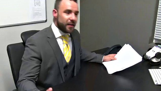 hairy British stud cumming in the office