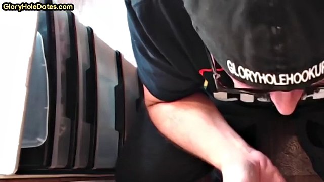 Gaydaddy loves sucking cock in glory hole and gets fucked in the ass