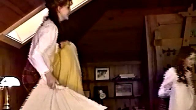 Pillow fighting schoolgirls show off her panties