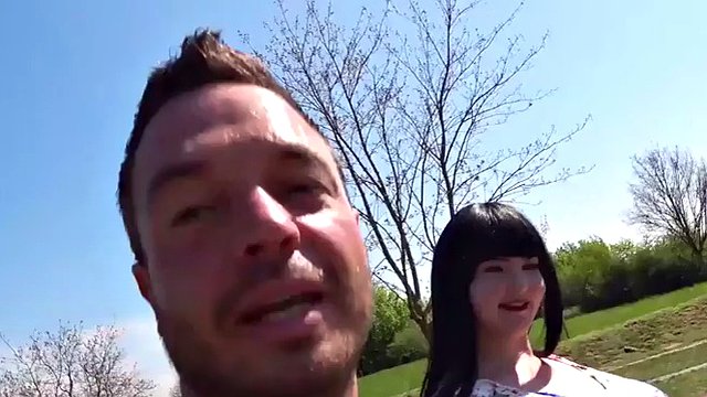 Chubby amateur fucked outdoors in public in POV by a guy on a sex date