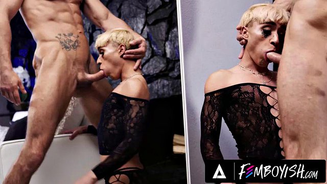 Femboyish - Fem Twink w bieliźnie Ander Wolfe jest używany jak zabawka erotyczna przez Rough Hung Hunk Roman Todd
