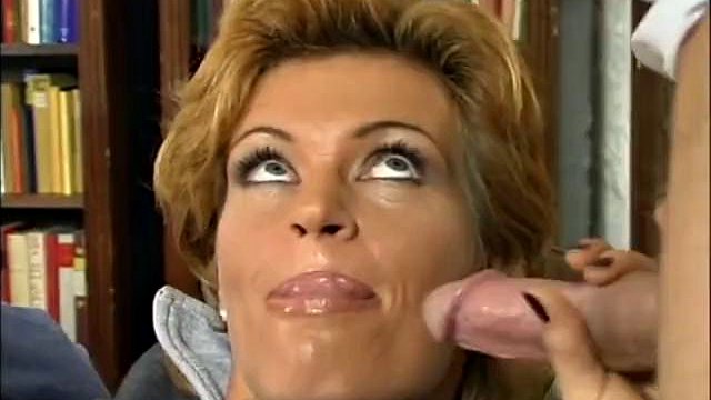 Hot Busty MILF Ass Fucked and Cumshot in Ass and Mouth by Two Vintage Huge Cocks