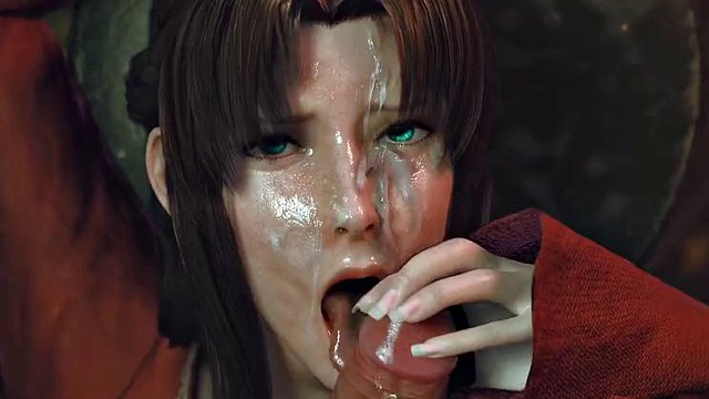 Final Fantasy Aerith experiences the ultimate in oral pleasure