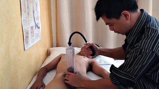 Asian stud enjoys fucking in ass in missionary by doctor