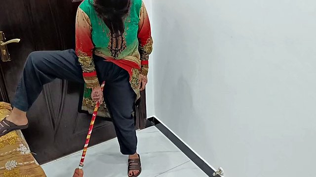 Desi Maid caught and fucked very hard when she inserts a broom in her big ass