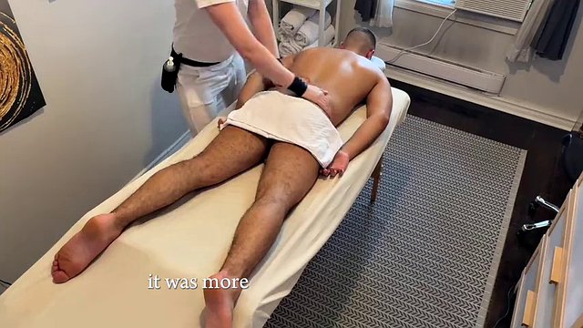 French guy came for massage and got excited with new masseur