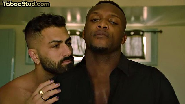 Muscled ebony jock cocksucking his lover