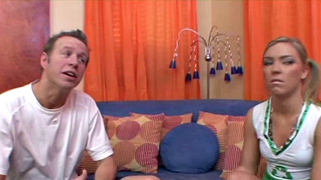 Sweet young cheerleader sucks cock
