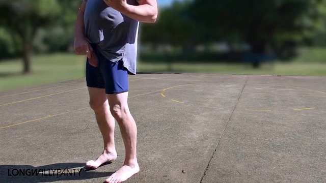 Playing basketball on a public court with my dick on display