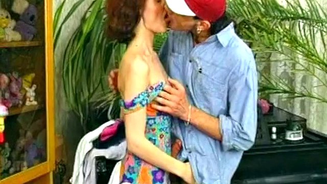 A slender lady from Germany pleases her friend's husband