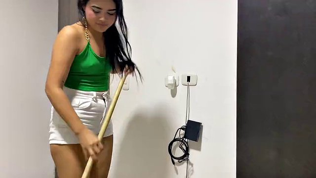 The boss offers his maid money to undress