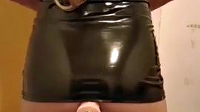 Fucking with my sex machine standing in heels with her buttocks well upright