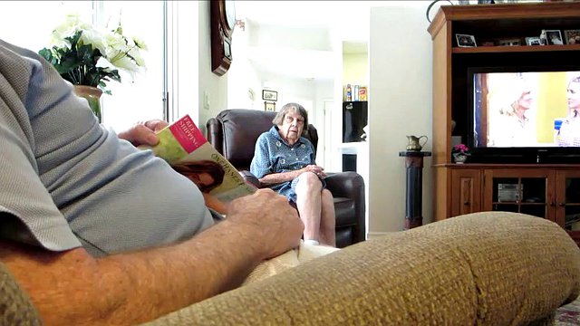 Horny old guy masturbates and cums while granny hours