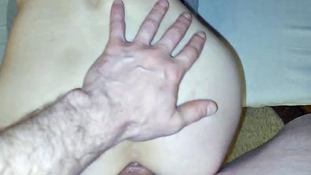 Close up amateur teen anal sex big cock first brutal creampie