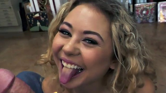 Jerking off in POV. 21 year old petite girlfriend jerks off cock and talks dirty