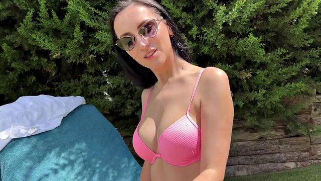 stepmother fucks stepson near the pool