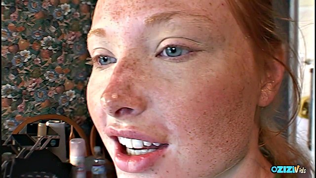 Redhead's Pussy Licked and Double Penetrated by Two Dudes