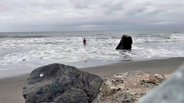 Nude secluded beach swimming in the ocean naked and me