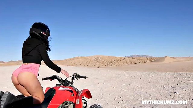 Showing amazing ass in the desert then picking up lucky dude for dick