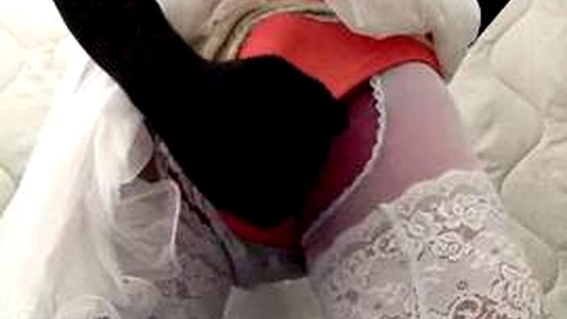 black nylon doll with short white wedding dress