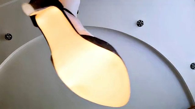 From this angle my slave can see my legs and shoes. Shoe fetish, heel fetish. Lie on the floor and enjoy the view of my shoes