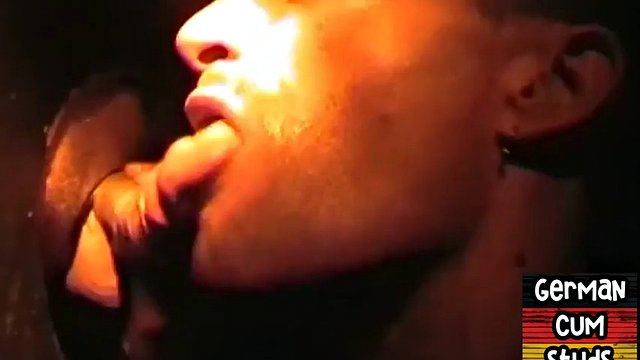 Amateur German gay facialized in closeup gloryhole BJ