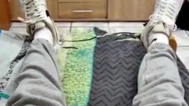Fucking in sneakers in bed