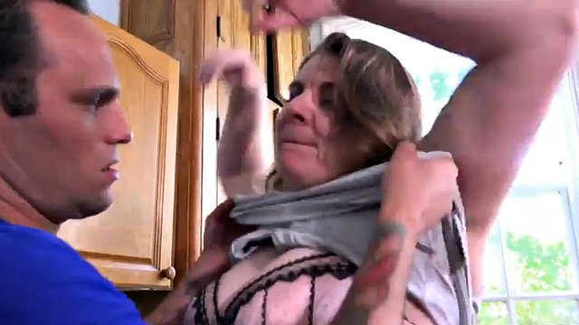 busty mom gets fucked in the kitchen