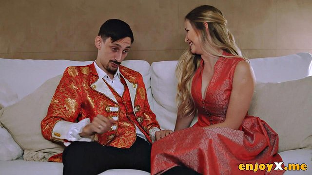 Busty Blonde Stella Cardo Sucks Cock Passionately in Sheer Stockings, Devours It with Her Steamy M