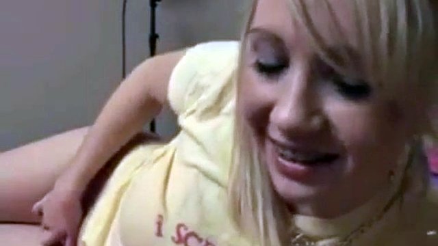 blonde teen with braces joi