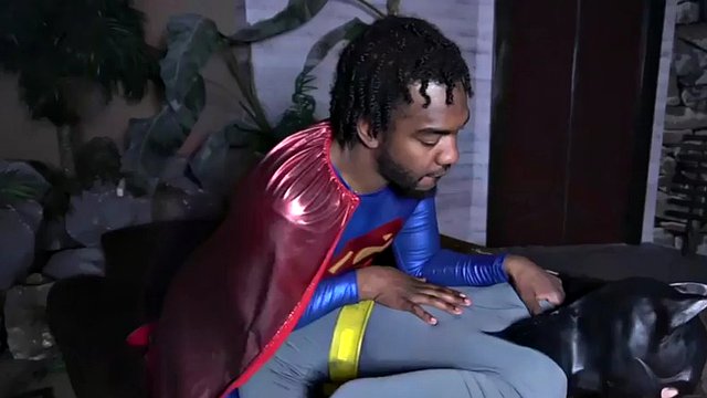 Hung black superman barebacking batman after getting blown