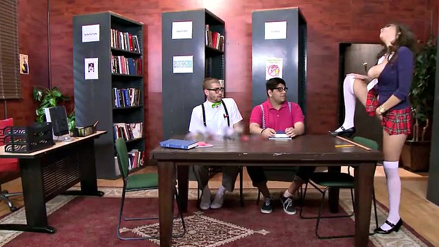 Nerd fucks the hottest girl in the early school classroom