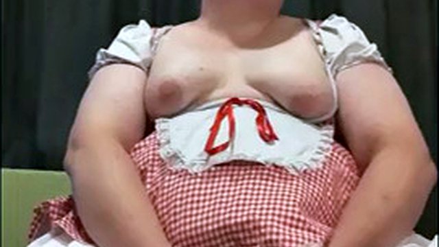 Chubby femboy in a cute short dress and bloomers