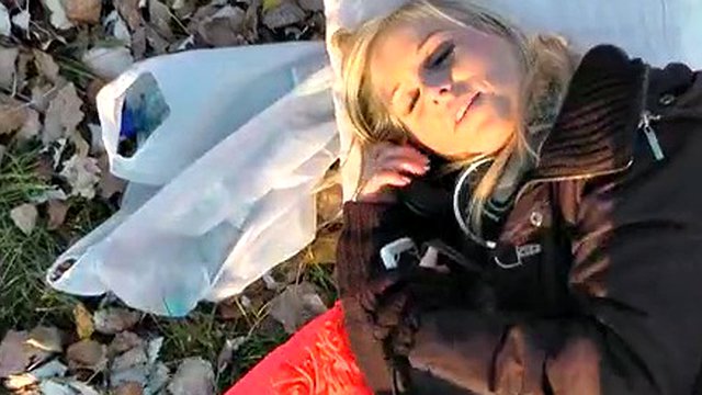 Blonde sucks by the lake
