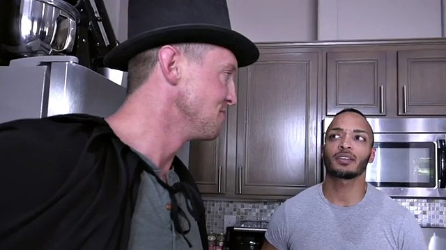 Magician stud fucking tight black ass before tugging and bj