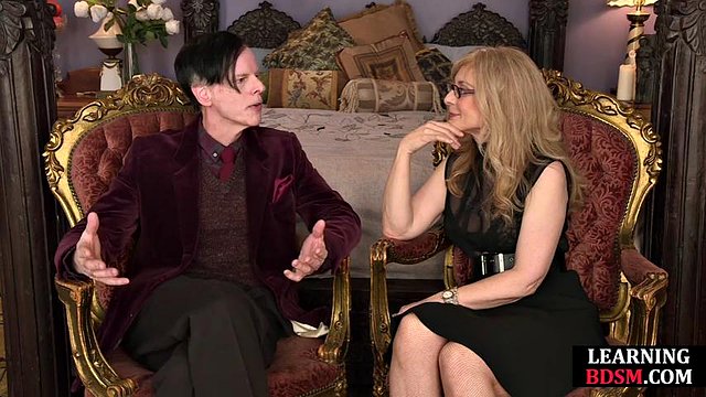Glasses blonde cougar learning BDSM