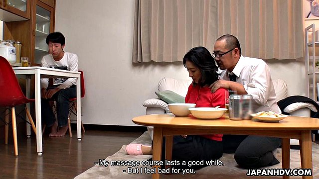 Marina Matsumoto has a visit from her husbands boss and son's friend